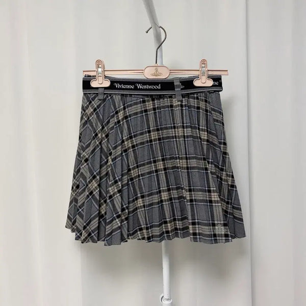[BUNJANG] Vivienne Westwood Check Pleated Mini Skirt / 비비안웨스트우드 체크 플리츠 골프 스커트