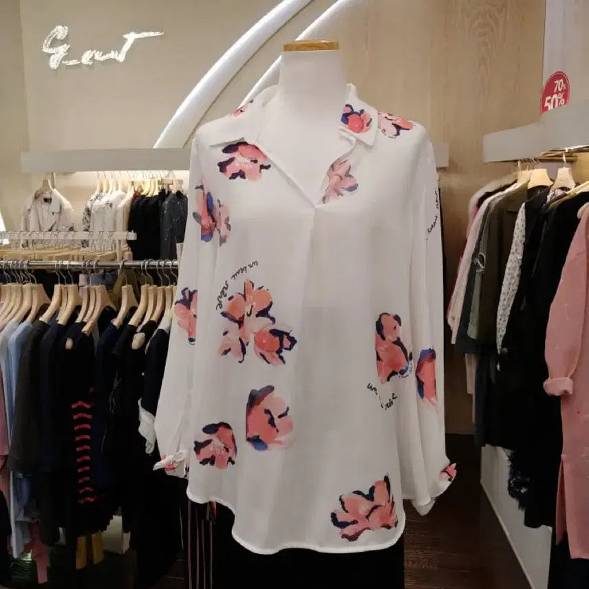 [BUNJANG] G-CUT 10th Anniversary Art Collaboration Floral Blouse / G-CUT 지컷 10주년 아트 콜라보 플로럴 블라우스