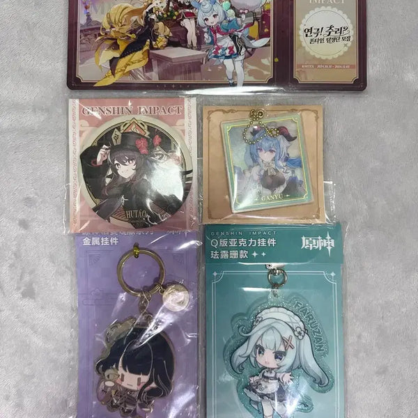 [BUNJANG] Genshin Impact Bundle Set Can Badge & Acrylic Keyring - Raiden, Ganyu, Hu Tao, Faruzan / 일괄) 원신 캔뱃지 아크릴 키링 라이덴 감우 호두 파루잔
