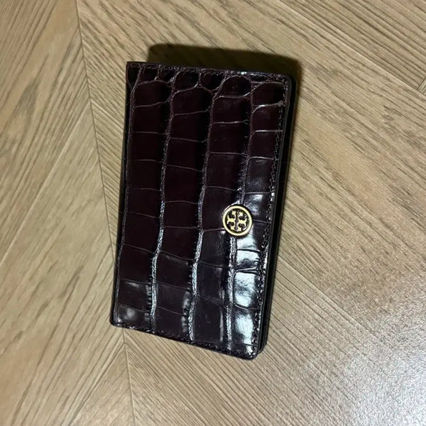 [BUNJANG] Tory Burch Crocodile Pattern Leather Wallet with Gold Logo / 토리버치 지갑