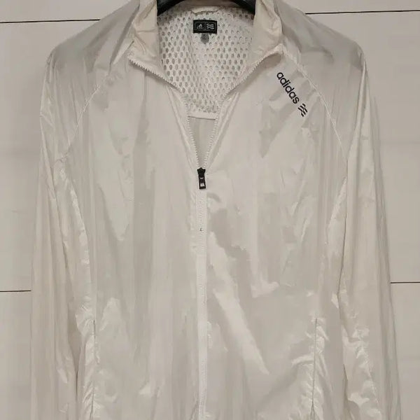[BUNJANG] Adidas White XL Windbreaker Jacket / 아디다스 화이트 XL 사이즈 의류 바람막이얇음 가벼움 자크매직자국저렴