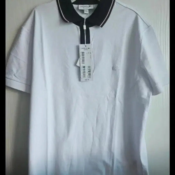 [BUNJANG] Lacoste Short-Sleeve Polo Shirt White Black / 라코스테 카라티 흰색 검정