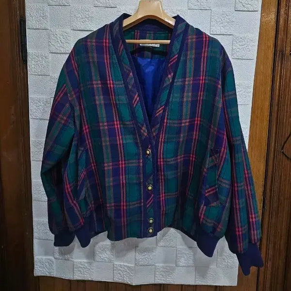 [BUNJANG] Retro Old School Check Cardigan Jacket XL / 레트로 올드스쿨 체크 가디건 자켓 XL