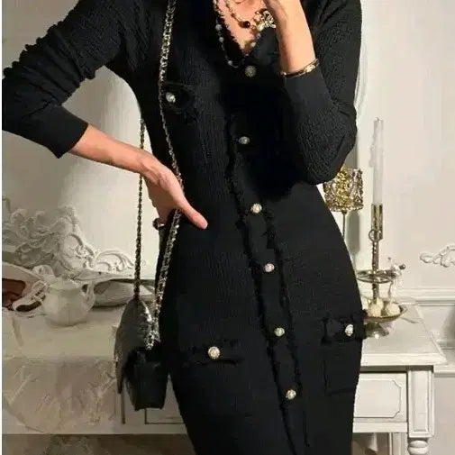 [BUNJANG] Jullogue Knit Tweed Long Dress / (새상품)줄로그 니트 트위드 롱원피스