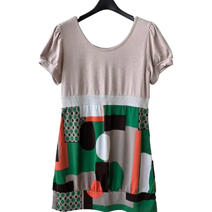 [BUNJANG] Colorblock Puff Sleeve T-Shirt / S/배색 퍼프 티셔츠
