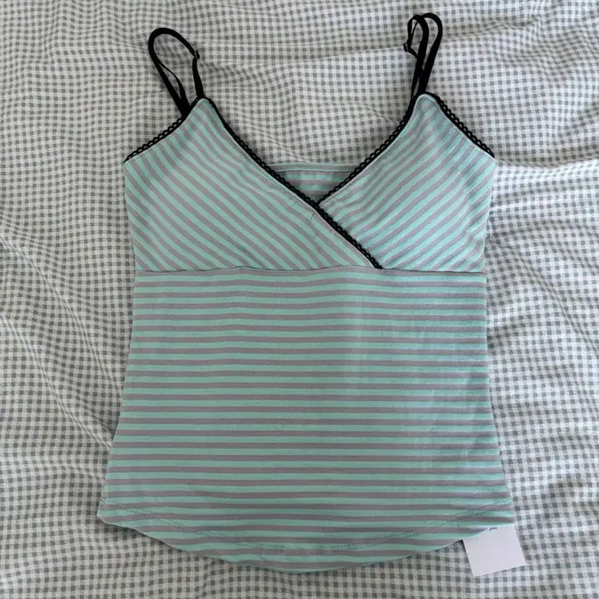 [BUNJANG] Mint Stripe Cami Tank Top / 민트 스트라이프 캡나시 (택o)