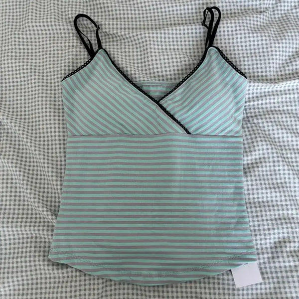 [BUNJANG] Mint Stripe Cami Tank Top / 민트 스트라이프 캡나시 (택o)