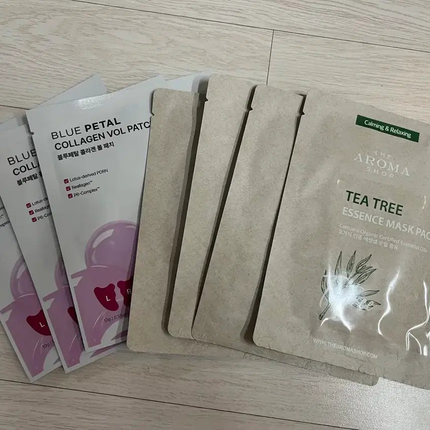 [BUNJANG] The Aroma Shop Tea Tree Essence Mask Pack & Blue Petal Collagen Ball Patch Bundle / 마스크팩 7개 일괄 : 티트리 (4개) + 볼패치 (3개)