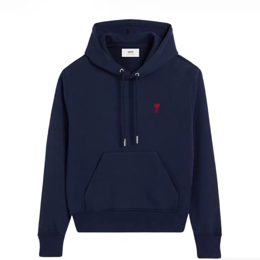 [BUNJANG] Ami Small Ami de Coeur Hoodie Sweatshirt Navy / 아미 스몰 하트 로고 후드 스웨트셔츠 네이비