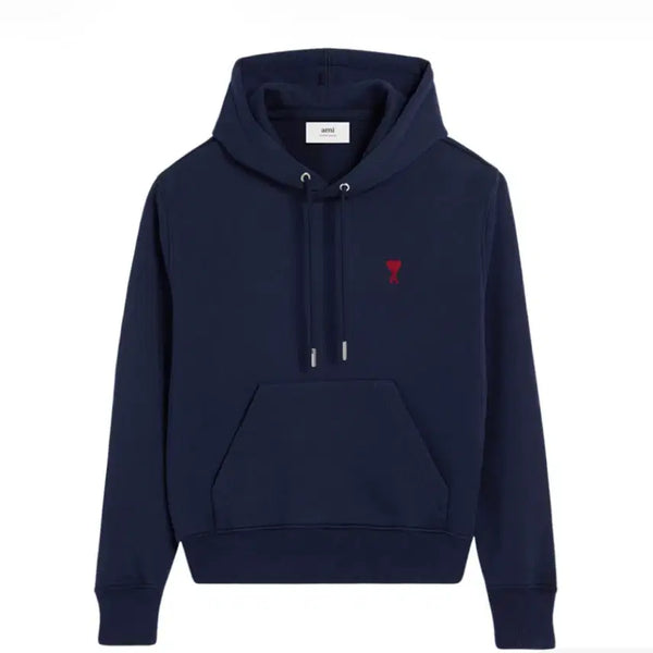 [BUNJANG] Ami Small Ami de Coeur Hoodie Sweatshirt Navy / 아미 스몰 하트 로고 후드 스웨트셔츠 네이비