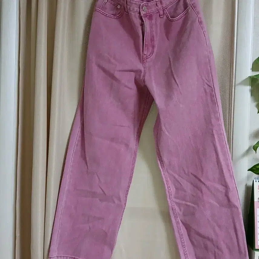 [BUNJANG] Pink Wide Denim Pants / 핑크 와이드 데님 팬츠