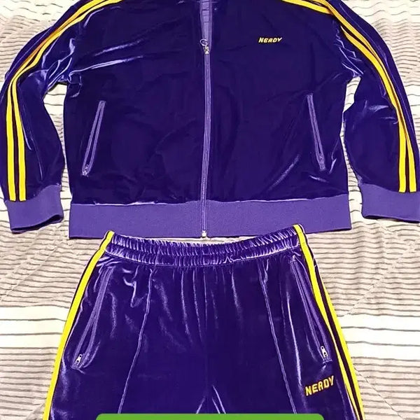 [BUNJANG] NERDY Oversized Velvet Tracksuit Set / 널디 오버핏 벨벳 트레이닝복 세트 100