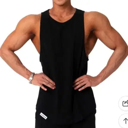[BUNJANG] Berman Apparel Men's Deep Cut Muscle Fit Tank Top Black M / 정가2.2새거 베르만어패럴 남자헬스나시 블랙M 딮컷 재질+핏(리얼머슬핏)