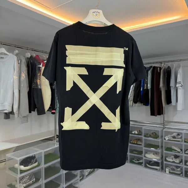 [BUNJANG] Off-White Taping Arrow Short Sleeve T-Shirt Black / 오프화이트 테이핑 애로우 반팔티 블랙 S급