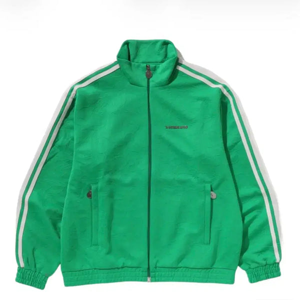 [BUNJANG] A Bathing Ape Line Camo Jacquard Relaxed Fit Track Jacket Green / 베이프 라인 카모 자카드 베이싱 에이프 로고 릴렉스드 핏 트랙 자켓 그린