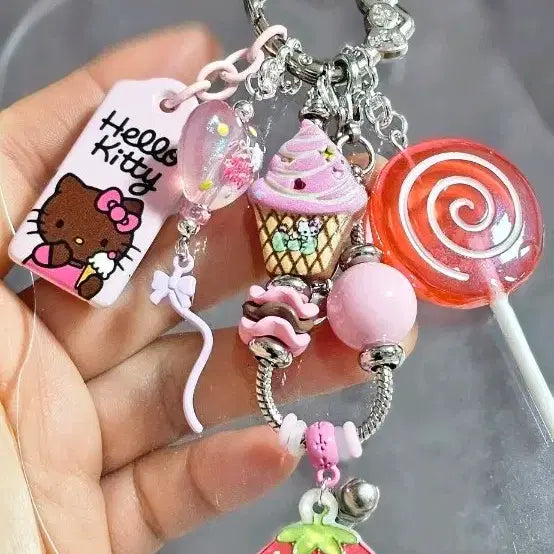 [BUNJANG] Hello Kitty Ice Cream Lollipop Charm Keychain / 헬로키티 아이스크림 롤리팝 키링
