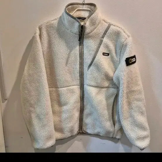 [BUNJANG] National Geographic Fleece Jacket Ivory / 내셔널지오그래픽 폴리스 자켓 아이보리