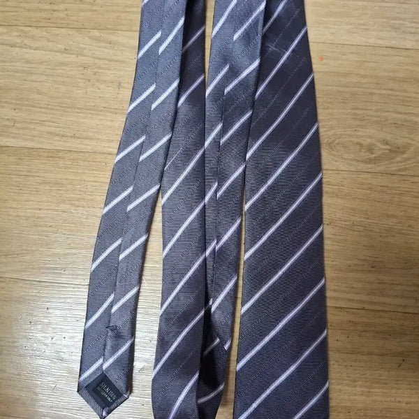 [BUNJANG] LES MUES 100% Silk Striped Necktie / [일본제 씰크100%넥타이] LES MUES 찐회색(컨디션상)