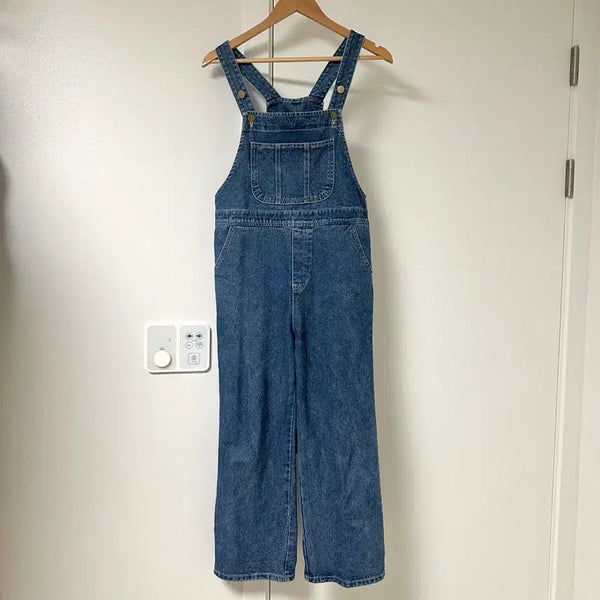 [BUNJANG] Denim Overalls Bib Pants / 일자데님 오버롤 멜빵바지 S