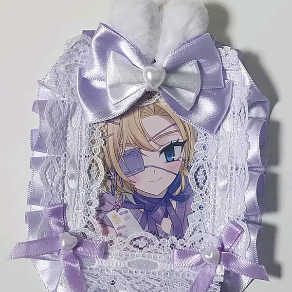 [BUNJANG] Purple Bunny Ear Ribbon Top Loader Photocard Holder / 보라색 토끼귀 버니 탑꾸 리본탑로더 포카홀더