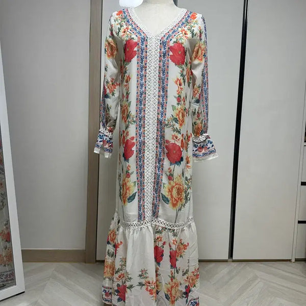 [BUNJANG] Floral Pattern Maxi Dress / 플로럴 패턴 여성 롱 원피스 휴양지룩