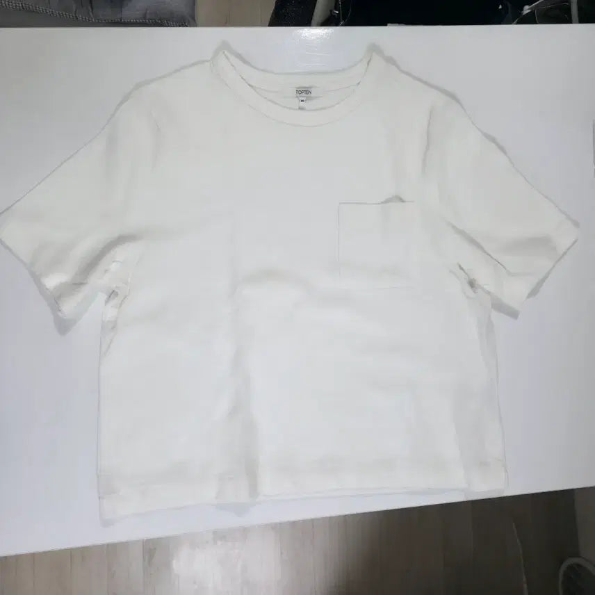 [BUNJANG] TOPTEN Cropped Pocket Short-Sleeve T-Shirt White / 탑텐 크롭 포켓 반팔티셔츠 85 화이트 흰티 하얀티 기본티