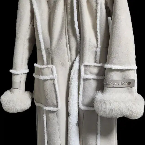 [BUNJANG] Egoist Lettering Long Muflon Jacket EK4MC568 / 에고이스트 소매레터링 롱무스탕 EK4MC568