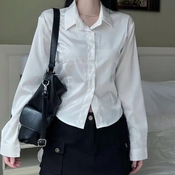 [BUNJANG] Ablie Satin Shirt / 에이블리 새틴 셔츠