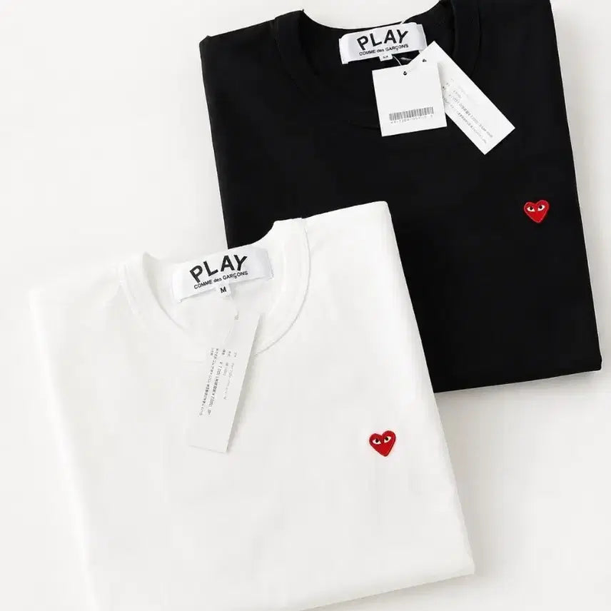 [BUNJANG] Comme des Garçons Play Mini Heart Logo T-Shirt White/Black S-2XL / 꼼데가르송 미니와팬. 플레이 반팔티 블랙/화이트 S~2xl