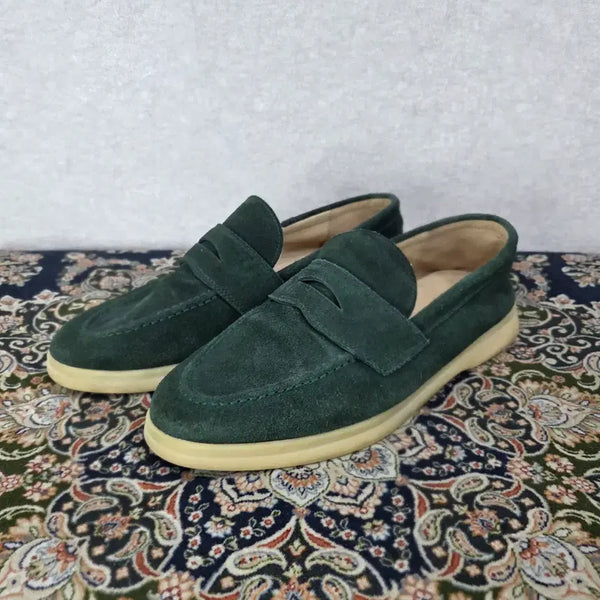 [BUNJANG] CALIN Suede Penny Loafers Deep Green / 깔랑 기절로퍼 스웨이드 페니 로퍼 딥그린 CALIN