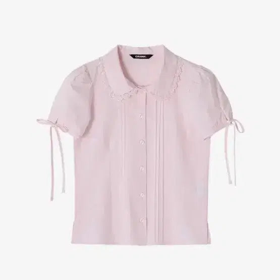 [BUNJANG] Crank Pink Short-Sleeve Blouse / 크랭크 핑크 블라우스