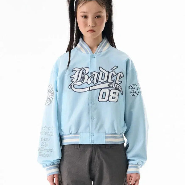 [BUNJANG] Baddy Varsity Baseball Jacket Sky Blue M / 배디 바시티 베이스볼 자켓 스카이 블루 M