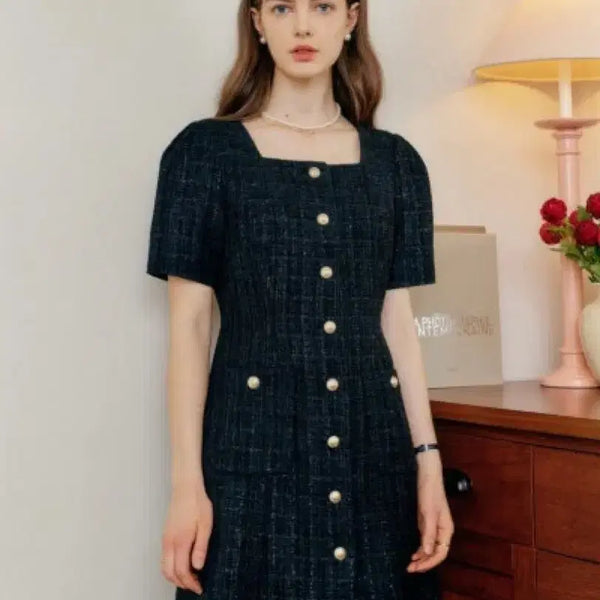[BUNJANG] Lookast Tweed Short Sleeve Dress / 룩캐스트 트위드 반팔 원피스 하객룩
