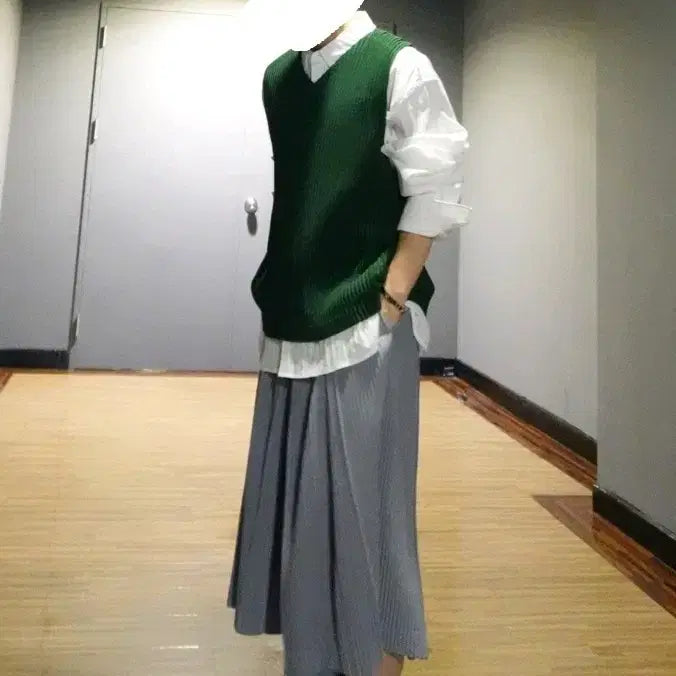 [BUNJANG] Homme Plissé Issey Miyake JE107 Seeweed Green Size 2 Vest / 옴므플리세 베스트 씨위드그린 JE107 사이즈2