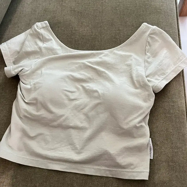 [BUNJANG] Movewarm Deep U-Neck Small Sage Green / 무브웜 딥유넥 S