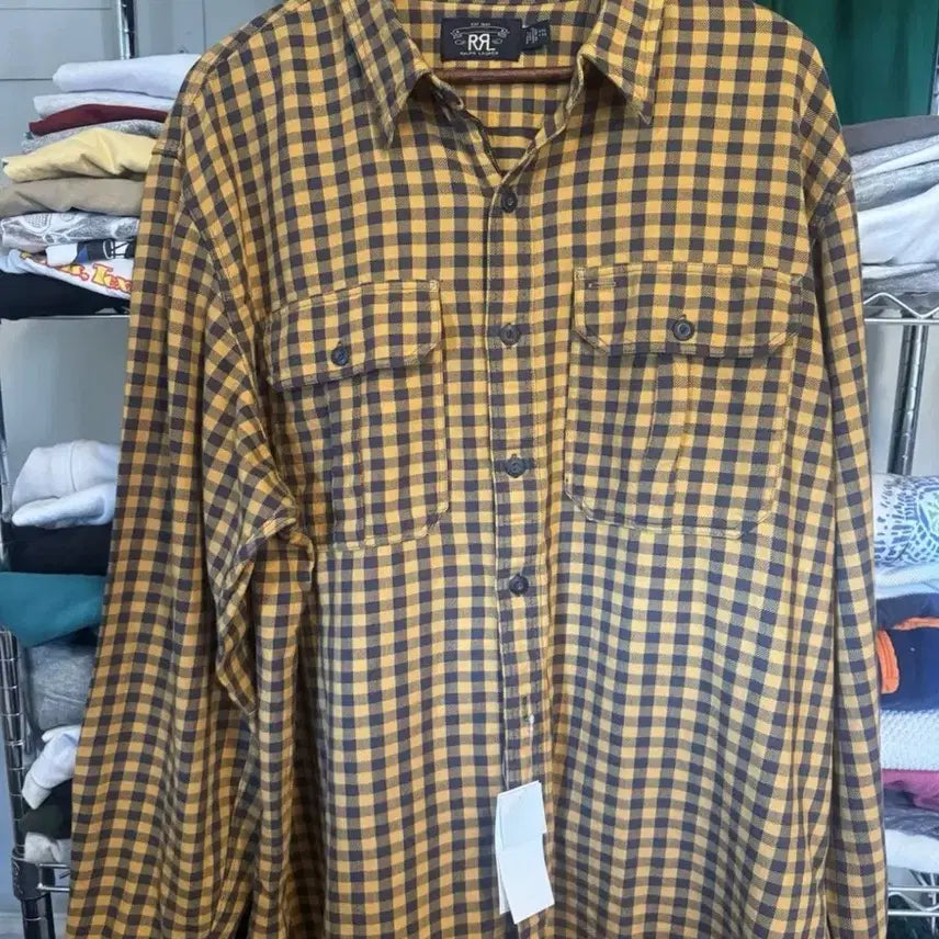 [BUNJANG] RRL Yellow Check Plaid Flannel Work Shirt / (새제품) 더블알엘 플란넬 워크셔츠 옐로체크