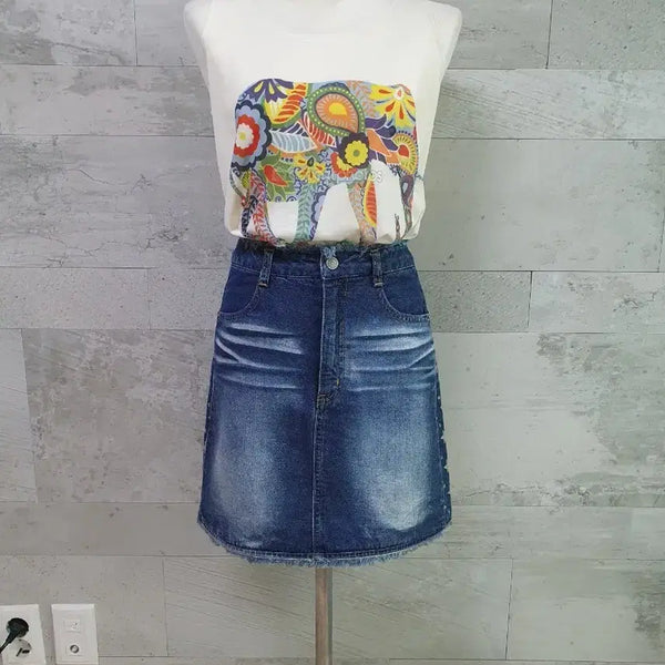 [BUNJANG] Light Blue Skirt Size 44-55 / (상태좋음)청스커트 44~55