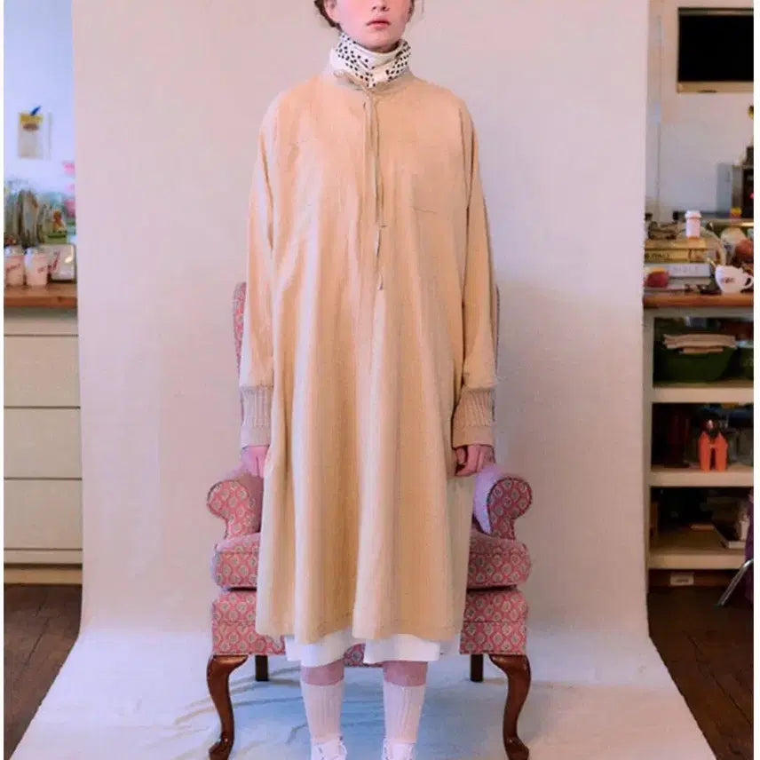 [BUNJANG] Viaplain Via Lise Coat One-piece Beige / 비아플레인 원피스 코트 Via Lise coat onepiece