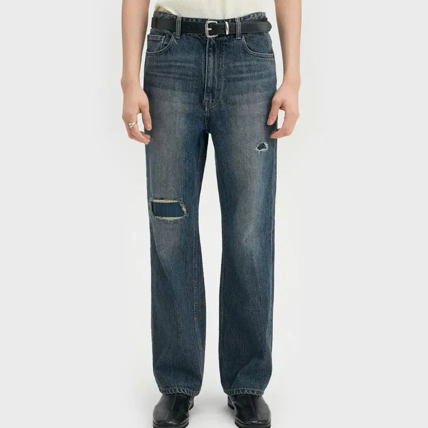 [BUNJANG] Bellier Vintage Patched Indigo Denim Pants / 벨리에 빈티지 패치드 인디고 데님 팬츠