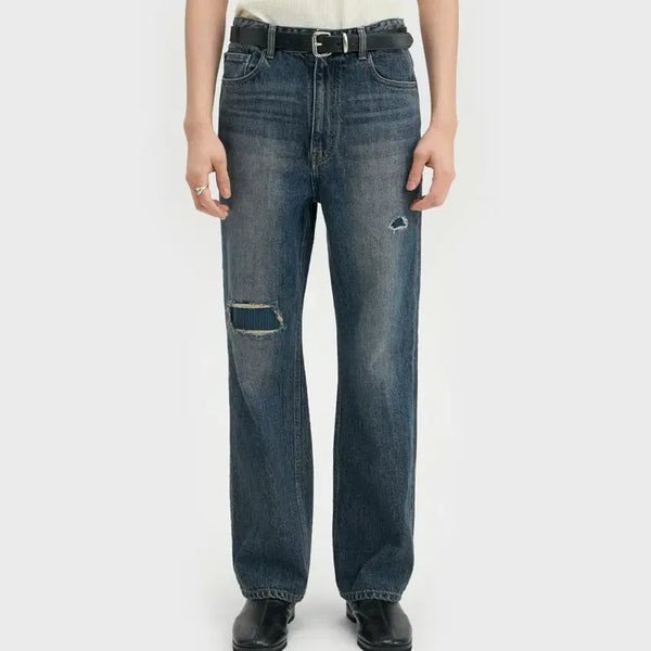 [BUNJANG] Bellier Vintage Patched Indigo Denim Pants / 벨리에 빈티지 패치드 인디고 데님 팬츠