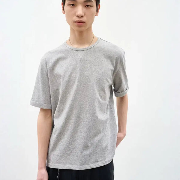 [BUNJANG] After Pray Curfed Sleeve T-shirt Melange Grey / 애프터프레이 커프드 슬리브 티셔츠 멜란지 그레이