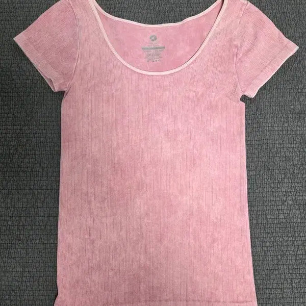 [BUNJANG] Avocado Pink Ribbed Short Sleeve T-Shirt / Avocado 핑크 골지 반팔티