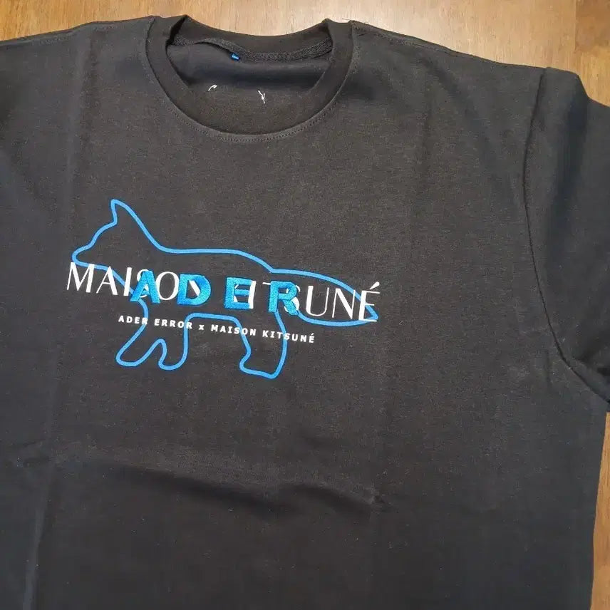 [BUNJANG] Ader Error Maison Kitsuné Collaboration Fox Short Sleeve T-Shirt Black / 아더에러 메종키츠네 콜라보 폭스 반팔티 블랙
