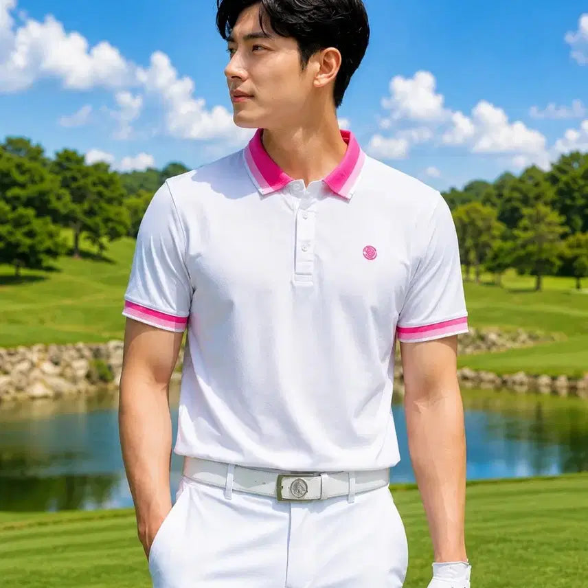 [BUNJANG] G/FORE Men's Two-Tone Line Colorblock Collar Short Sleeve T-Shirt (Unused) 2XL / (미사용)지포어 골프 남성 투톤 라인 배색 카라 반팔 티셔츠 2XL