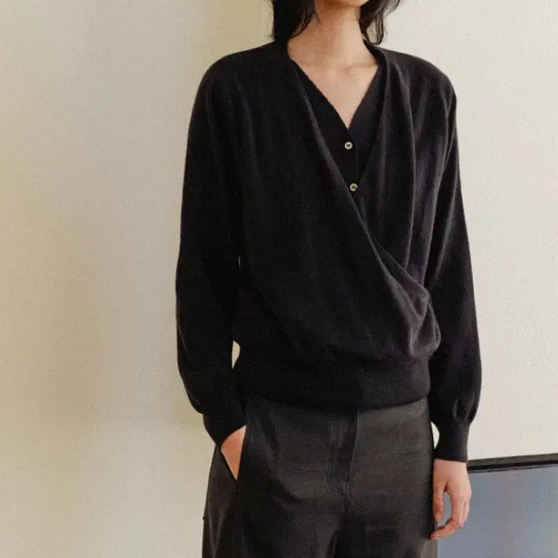[BUNJANG] Kinder Salmon Gudrun Draped Knit - Black / 킨더살몬 Gudrun Draped Knit - Black