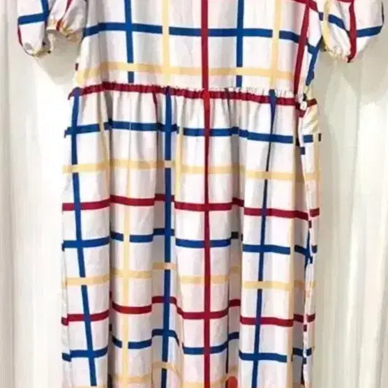 [BUNJANG] Colorful Check Flower Long Dress One Size / 컬러풀 체크 플라워 롱 원피스 프리사이즈 거의새것