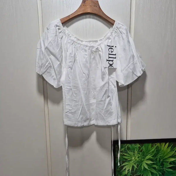 [BUNJANG] Jellpe Off-Shoulder Puff Sleeve Blouse White / (세일)(새상품)jellpe 오프숄더 퍼프 소매 블라우스