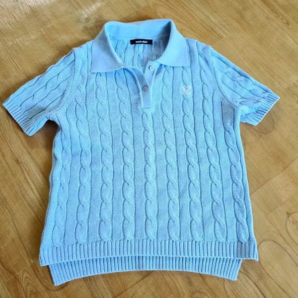 [BUNJANG] Marie Claire Cable Knit Top / 마리끌레르 꽈베기니트티 66정도