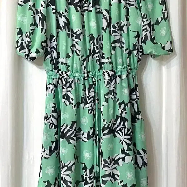 [BUNJANG] Floral Pattern Off-Shoulder Dress (Mint, Green, Black, White) / (새상품) 플라워 패턴 오프숄더 원피스 55-66