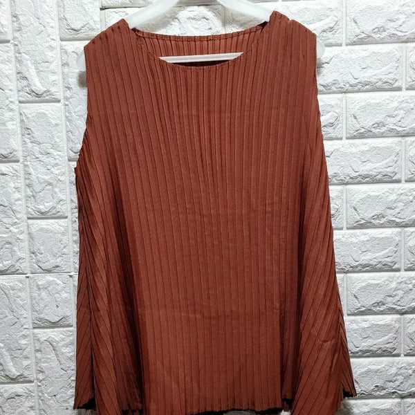 [BUNJANG] Yoitz Pleated Sleeveless Blouse Brown / 요이츠 플리츠 민소매 블라우스 브라운